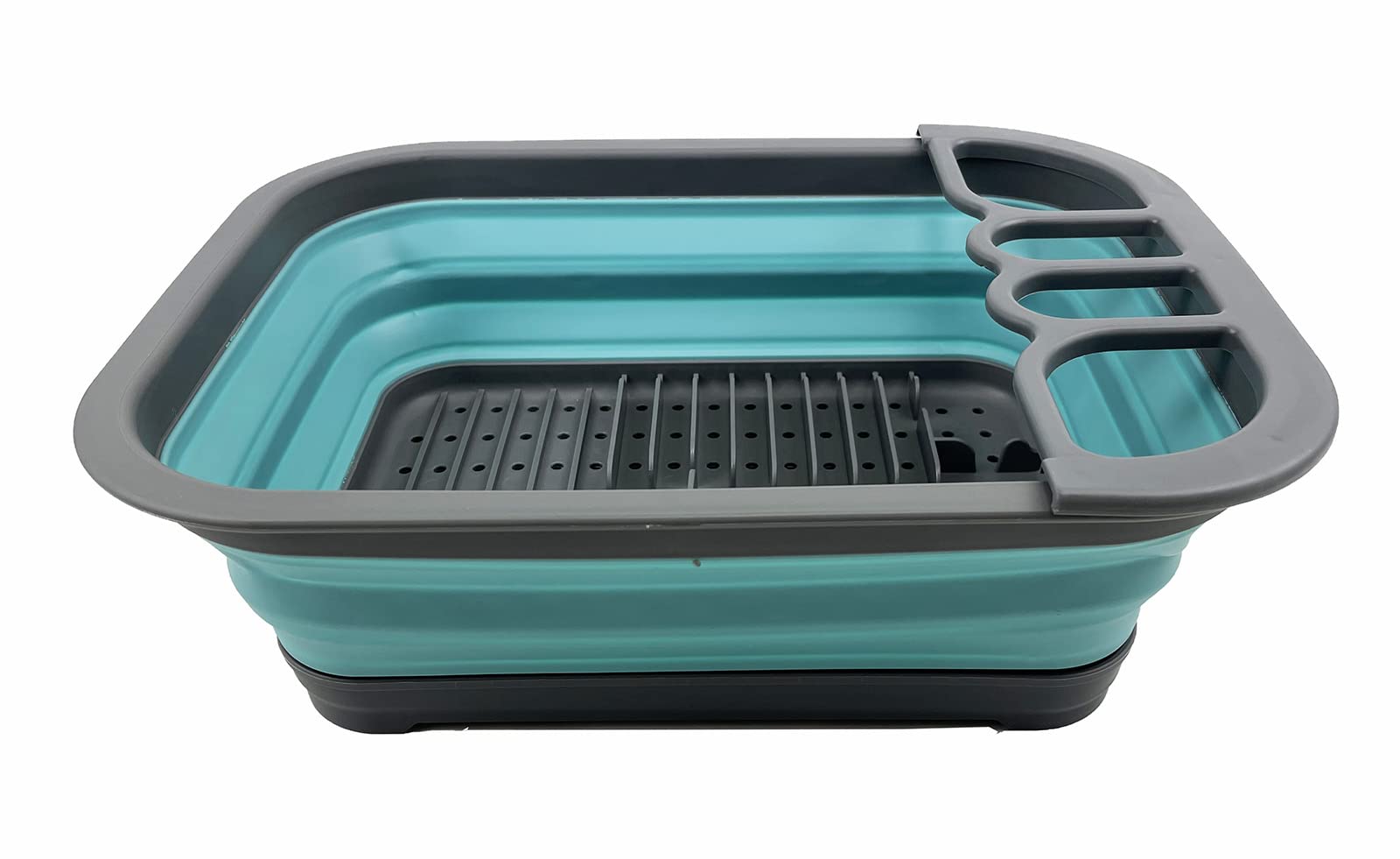 Sammart 7.3L (1.9 Gallon) Collapsible Plastic Dish Drainer With Drainer Board - Foldable Drying Rack Set - Portable Dinnerware O